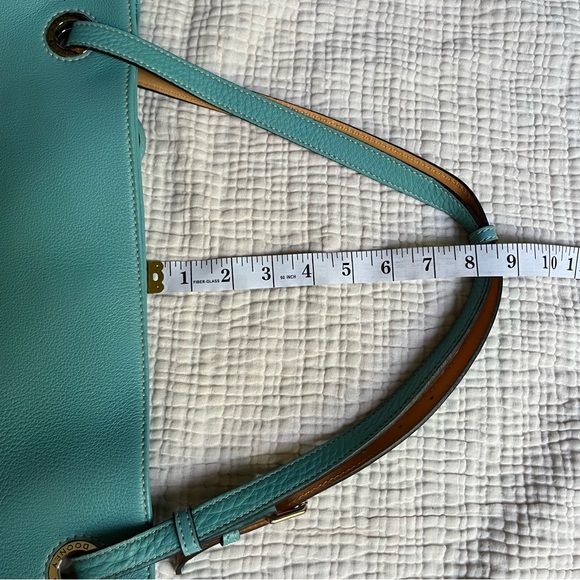 Dooney and Bourke | Light Aqua Blue Leather Portofino Grommet Shopper Tote Bag - Picture 9 of 13